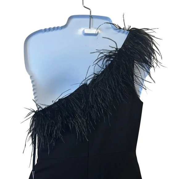 New MAC DUGGAL Feather One-Shoulder Draped Front Dress 78147 Women's 2 - Picture 13 of 13